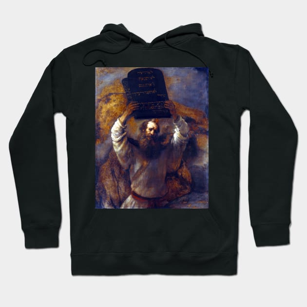 Rembrandt Moses with the Ten Commandments Hoodie by pdpress